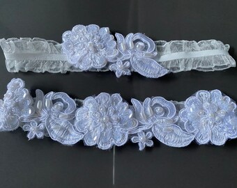 Beautiful white bridal lace garter set - Weddings, engagements, toss garter, bride accessories & keepsake