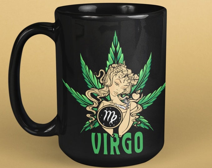 Personalized Virgo Cannabis Mug, Gift for Virgo, Marijuana Mug, Zodiac Pot Leaf, 420 Virgo Cup, Astrology Mug, Joint Smoke, Stoner Vibes