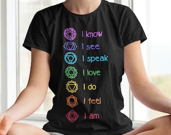 Seven Chakras, Chakra T-Shirt, Meditation Shirt, Yoga Shirt, Yoga Lover Gift, Yoga Gift, Spiritual Shirt, Chakra Affirmation, Vibes Shirt