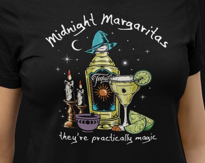 Midnight Margaritas Practical Magic Shirt Witchy T-Shirt Magic Movie Tequila Tee Witch Vibes TShirt Witchcraft T Shirt Halloween Party Top