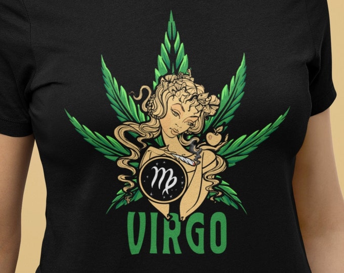 Virgo Cannabis T-Shirt, Zodiac Pot Leaf Shirt, 420 Virgo Tshirt, Gift for Virgo, Horoscope Tee, Astrology Marijuana Shirt, Weed Shirt