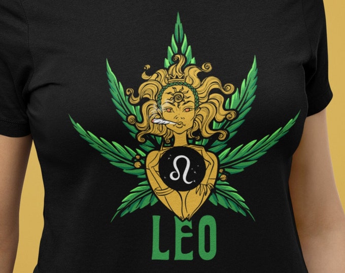 Leo Cannabis T-Shirt, Zodiac Pot Leaf Shirt, 420 Leo Tshirt, Gift for Leo, Horoscope Tee, Astrology Marijuana Shirt, Weed Shirt, Zodiac Gift
