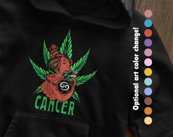 Cancer Marijuana Hoodie Zodiac Sweatshirt Cancer Vibes June Birthday Stoner Hoodie Cannabis Clothing Weed Hooded Sweater 420 Merch Gift for