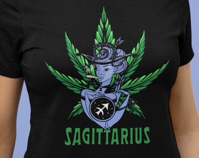 Sagittarius Cannabis T-Shirt, Zodiac Pot Leaf Shirt, 420 Sagittarius Tshirt, Gift for Sagittarius, Horoscope Tee, Astrology Marijuana Shirt