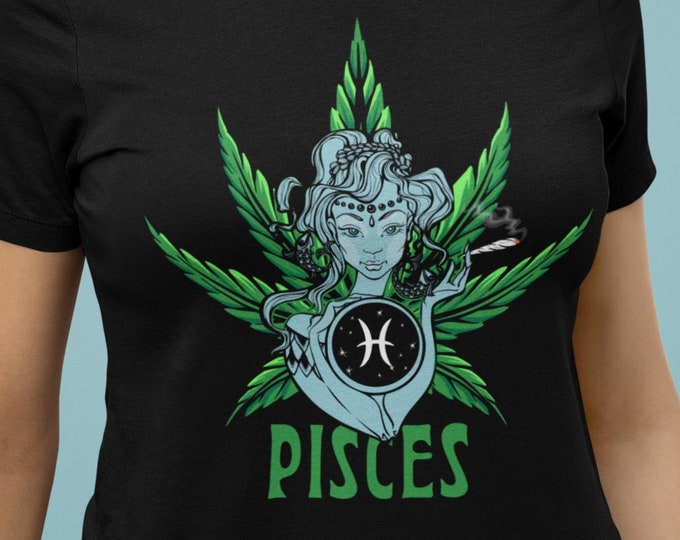 Pisces Cannabis T-Shirt, Zodiac Pot Leaf Shirt, 420 Pisces Tshirt, Gift for Pisces, Horoscope Tee, Astrology Marijuana Shirt, Weed Shirt