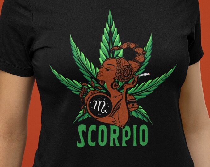 Scorpio Cannabis T-Shirt, Zodiac Pot Leaf Shirt, 420 ScorpioTshirt, Gift for Scorpio, Horoscope Tee, Astrology Marijuana Shirt, Weed Shirt
