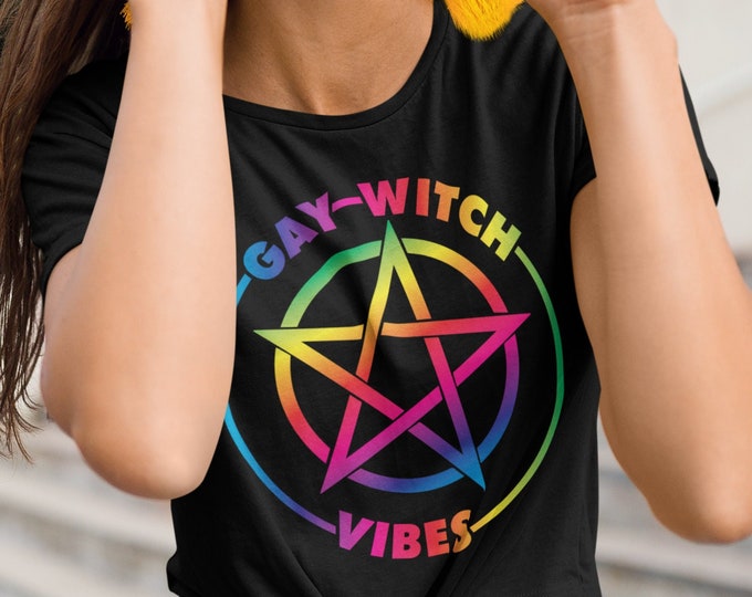 Gay Witch Vibes Shirt, LGBTQ Pride Gift, Gay Pride Shirt, Gift for Gay Witch, Witchy Clothing, Funny Gay magic, Gay Goth Shirt, Occult Shirt