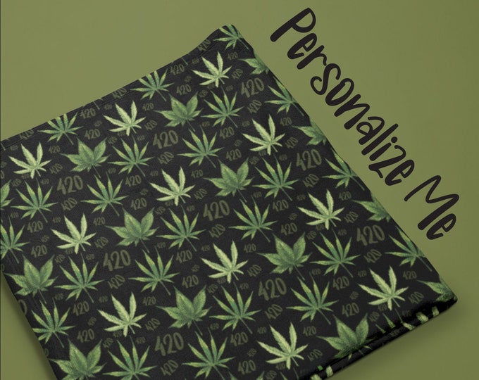 Personalized 420 Weed Blanket, Cannabis Throw, Gift for Stoner, Marijuana Tapestry, Pot Leaf Bedding, Budtender Gift, Pothead Blanket