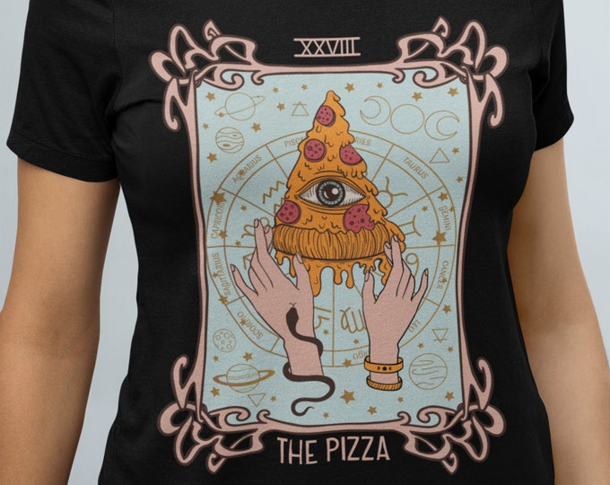 The  pizza Tarot Card Shirt, occult mystical pizza Tarot Card Tee, pizza tarot card shirt, occult pizza tarot shirt, witchy shirt, Tarot