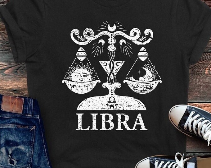 Libra Moon Phase Shirt, Gift for Libra, Libra Birthday, Libra Zodiac, Horoscope Clothing, Zodiac Sign Shirt, Witchy Zodiac