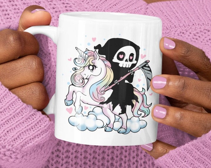 Personalized Pastel Goth Mug, Witchy Mug, Witch Gift, Halloween Mug, Unicorn Death Coffee Mug, Personalized Gift, Cute Goth Mug, Occult Mug