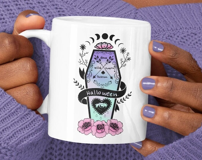 Personalized Goth Coffin Mug, Witchy Mug, Witch Gift, Halloween Mug, Coffin Coffee Mug, Personalized Gift, Pastel Goth Witchcraft Mug