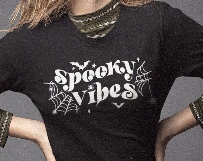 Spooky Vibes Halloween Shirt, Spider Web T-Shirt, Lazy Costume, Halloween Party Tee, Spooky Tshirt, Cute Spooky Season Tee, Creepy Gift