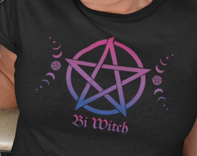 Bi Bisexual Witch shirt, Witchy Clothing, Witchcraft T-Shirt, LGBTQ Tee, Pentagram Moon Phase, Gift for Witch, Pride Festival TShirt, Wicca
