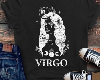 Virgo Moon Phase Shirt, Gift for Virgo, Virgo Birthday, Virgo Zodiac, Horoscope Clothing, Zodiac Sign Shirt, Witchy Zodiac tee