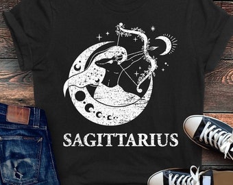 Sagittarius Moon Phase Shirt, Gift for Sagittarius, Sagittarius Birthday, Sagittarius Zodiac, Horoscope Clothing, Zodiac Sign Shirt, Witchy