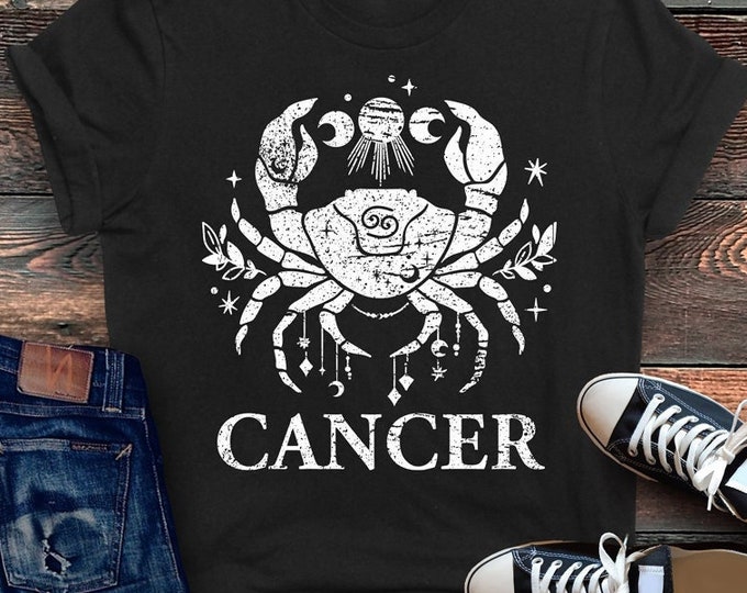 Cancer Moon Phase Shirt, Gift for Cancer, Cancer Birthday, Cancer Zodiac, Horoscope Clothing, Zodiac Sign Shirt, Witchy Zodiac