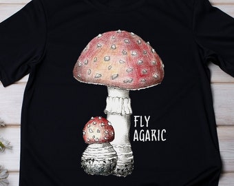 Fly Agaric Mushroom T-shirt, Amanita Muscaria Shirt, Botanical Shirt, Nature Shirt, Mycology Shirt, Gift for Mushroom Lover, Poison Shroom