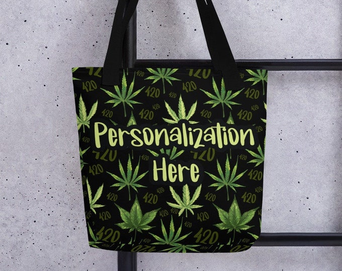 Custom 420 Weed Tote Bag Cannabis Accessories Stoner Stash Budtender Personalized Gift Marijuana Pot leaf Pothead Vibes Reusable Purse Carry