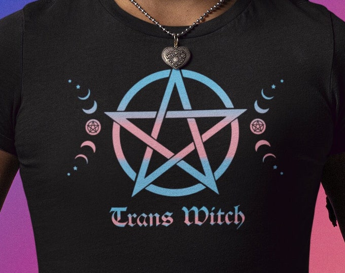 Trans Witch shirt, Witchy Clothing, Witchcraft T-Shirt, LGBTQ Tee, Pentagram Moon Phase, Gift for Witch, Pride Festival, Transgender Gift