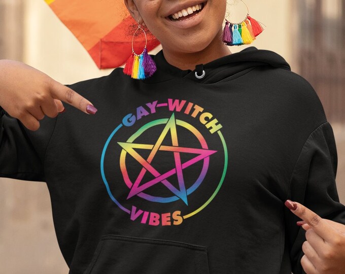 Gay Witch Vibes Hoodie, LGBTQ Pride Gift, Gay Pride Hoodie, Gift for Gay Witch, Witchy Clothing, Funny Gay Hoodie, Gay Goth Shirt