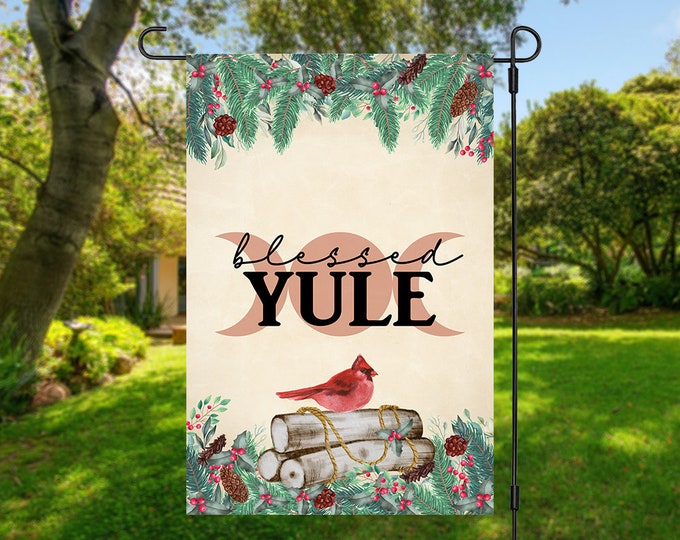 Yule Garden Flag, Pagan Holiday Sign, Yule Decoration, House Sign for Witch, Gift for Wiccan, Witch Decor, Pagan Decor, Witchy Flag