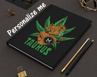 Personalized Taurus Weed Journal, Zodiac Journal, Manifestation Diary, Gift for Taurus, Cannabis Book, Zodiac Stationary, Marijuana Journal