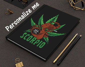 Personalized Scorpio Weed Journal, Zodiac Journal, Manifestation Diary, Gift for Scorpio, Cannabis Book, Zodiac Stationary, Marijuana Book