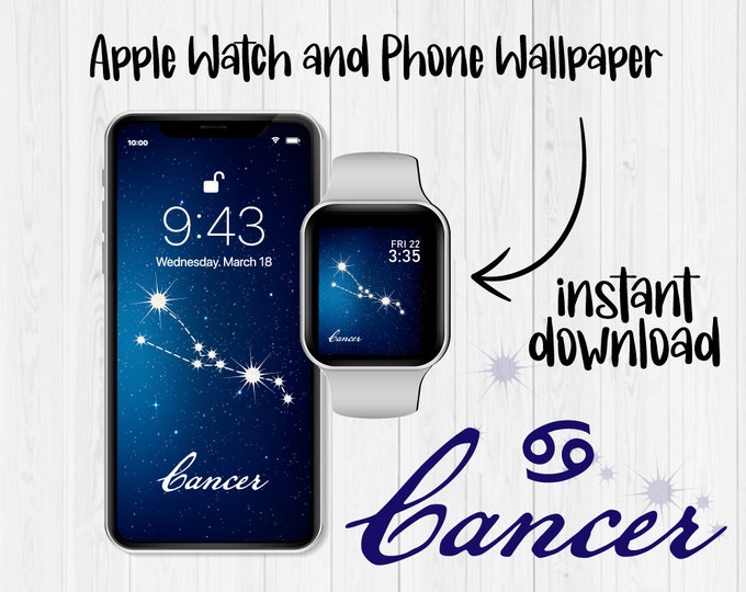 Cancer Constellation Apple Watch Wallpaper Cancer Celestial, iPhone Background, Zodiac Sign, iPhone Watch Face, iPhone Wallpaper, Zodiac