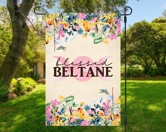 Beltane Garden Flag, Pagan Holiday Sign, Beltane Decoration, House Sign for Witch, Gift for Wiccan, Witch Decor, Pagan Decor, Witchy Flag