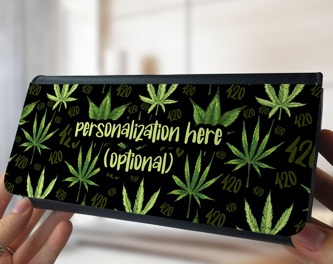 Personalized Vegan Leather Trifold Weed Wallet Custom Marijuana Pot Leaf Cannabis Stoner Vibes Gift Pothead Stoner 420 Friendly Money Kush