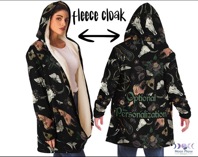 Witchcraft Personalized Hooded Cloak Blanket Pockets Witch Costume Vintage Green Witchy Clothing Aesthetic Coven Rave Festival Hoodie Fleece