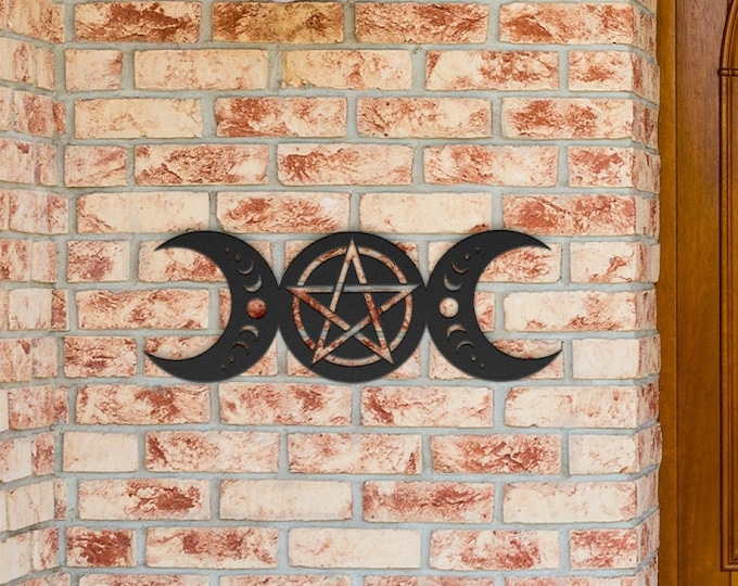 Moon Phase Pentagram Metal Sign