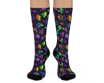 Psychedelic Mushroom Socks, Trippy Sock Gift, Socks for Shroom Lover, Festival Fashion, Hippie Socks, Funny Socks, Magic Mushroom Gift,