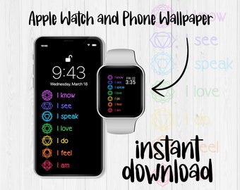 Apple Watch Wallpaper Chakra, iPhone Background, Digital Download, Yoga Chakra Energy , iPhone Watch Face, iPhone Wallpaper, Smart Watch