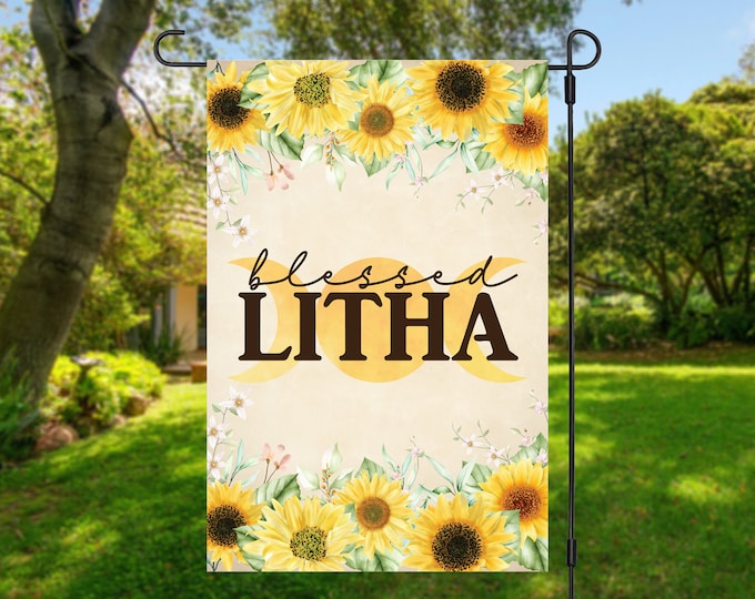 Litha Garden Flag, Pagan Holiday Sign, Litha Decoration, House Sign for Witch, Gift for Wiccan, Witch Decor, Pagan Decor, Witchy Flag