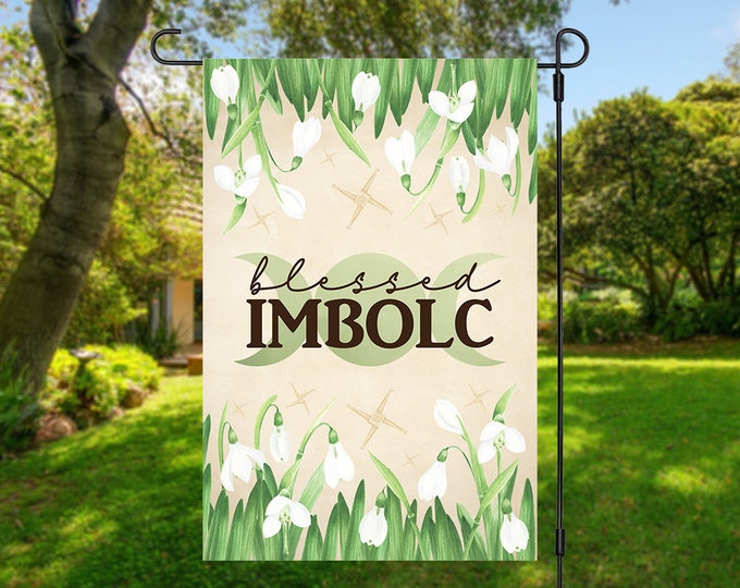 Imbolc Garden Flag, Pagan Holiday Sign, Imbolc Decoration, House Sign for Witch, Gift for Wiccan, Witch Decor, Pagan Decor, Witchy Flag