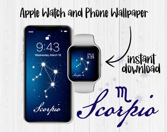 Scorpio Constellation, Apple Watch Wallpaper, Scorpio Celestial, iPhone Background, Zodiac Sign, iPhone Watch Face, iPhone Wallpaper, Zodiac