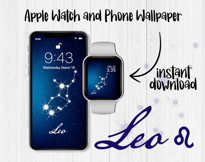 Leo Constellation, Apple Watch Wallpaper, Leo Celestial, iPhone Background, Zodiac Sign, iPhone Watch Face, iPhone Wallpaper, Zodiac