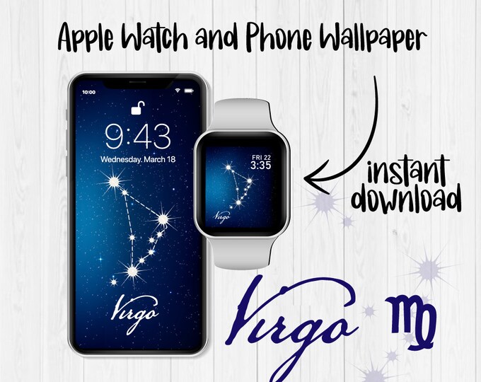 Virgo Constellation, Apple Watch Wallpaper, Virgo Celestial, iPhone Background, Zodiac Sign, iPhone Watch Face, iPhone Wallpaper, Zodiac