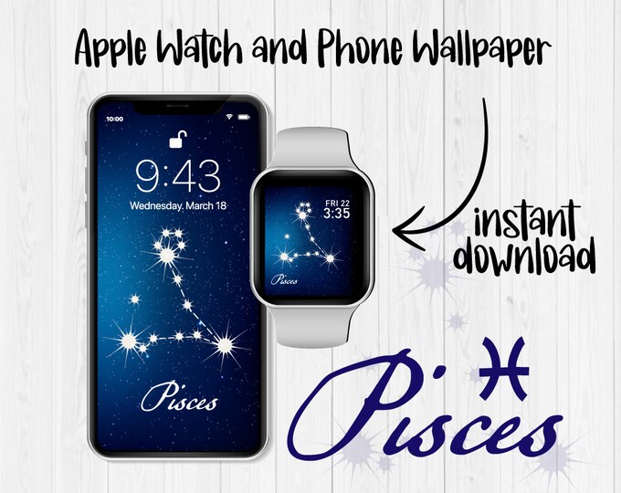 Pisces Constellation, Apple Watch Wallpaper, Pisces Celestial, iPhone Background, Zodiac Sign, iPhone Watch Face, iPhone Wallpaper, zodiac