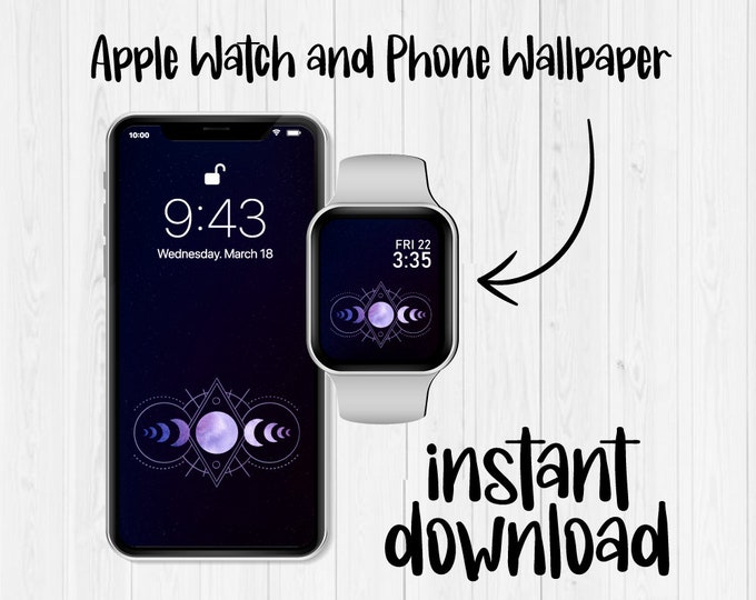 Moon Phase Apple Watch Wallpaper, iPhone Background, Digital Download, Purple Moon Phase, iPhone Watch Face, iPhone Wallpaper, Smart Watch