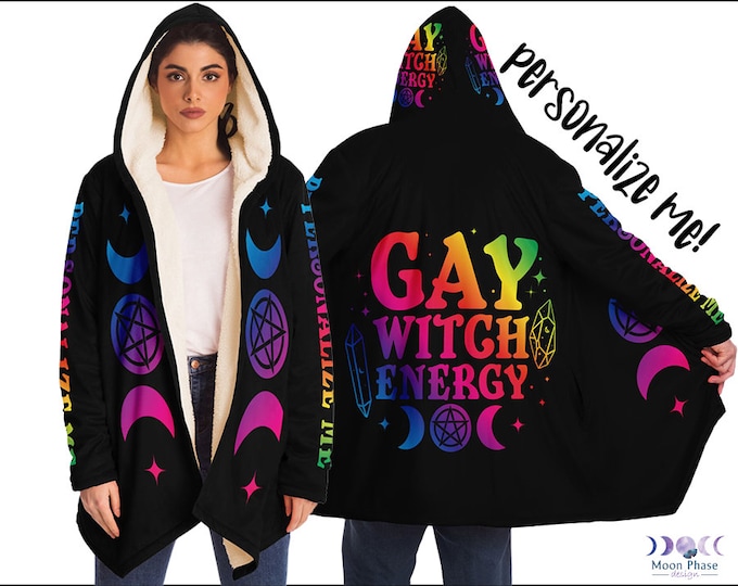 Gay Witch Energy Hooded Cloak Blanket  Pockets Witchcraft Costume LGBTQ Pride vibes Witchy Clothing Aesthetic Queer Pride Festival Hoodie