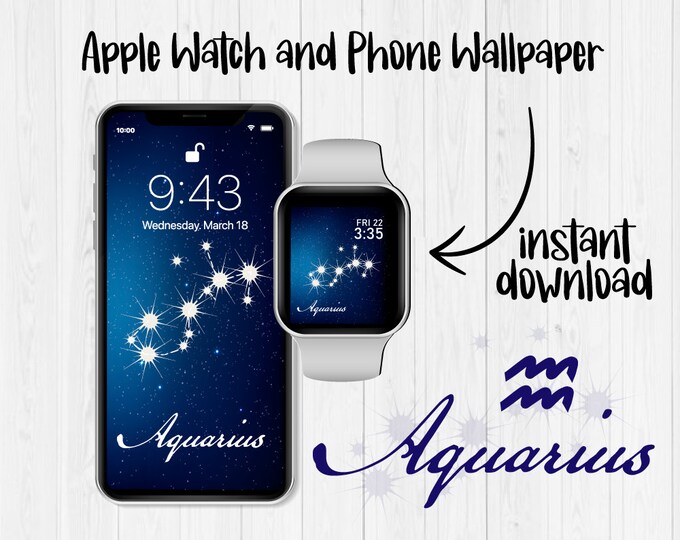 Aquarius Constellation, Apple Watch Wallpaper, Aquarius Celestial, iPhone Background, Zodiac Sign, iPhone Watch Face, iPhone Wallpaper, Star
