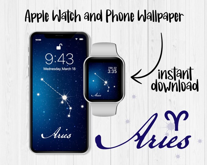 Aries Constellation Apple Watch Wallpaper Aries Celestial, iPhone Background, Zodiac Sign, iPhone Watch Face, iPhone Wallpaper, Smart Watch