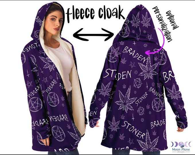 420 Weed Personalized Hooded Cloak Blanket Pockets Stoner Vibes Clothing Aesthetic Cannabis Marijuana Pot Leaf Rave Festival Hoodie Fleece