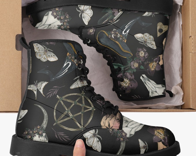 Witchcraft Pentagram Boots, Witch Boots Witch Aesthetic, Vintage Boho, Witchy Shoes, Gothic Boots, Cottagecore, Magick , Mystical Footwear