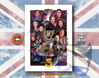 Babylon 5 - Sci-Fi TV Show - TV Cast - Retro A4 Poster Fan Art Print