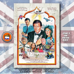 James Bond 007 - Octopussy - Roger Moore - Digital Painting Retro Fan Art Print