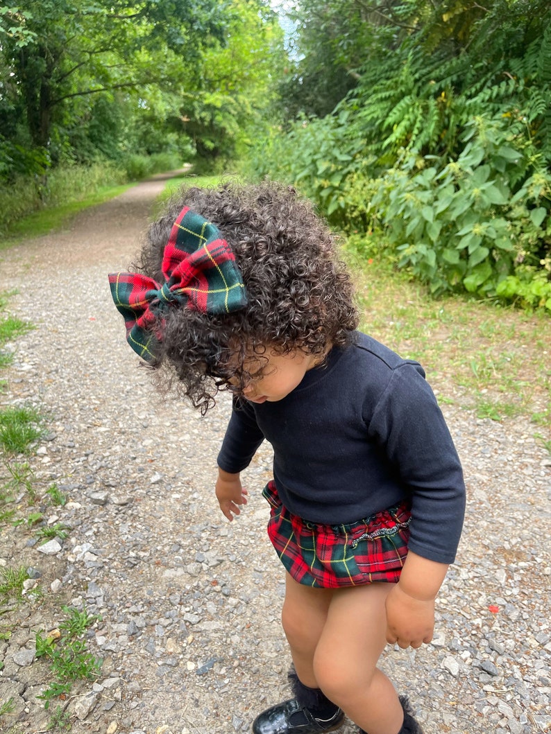 Green and Red Tartan Baby girl Bloomers/ Handmade Frilly Custom / Girls Photoshoot outfit/ Baby girl Party Outfit/ easter Nappy Cover image 6